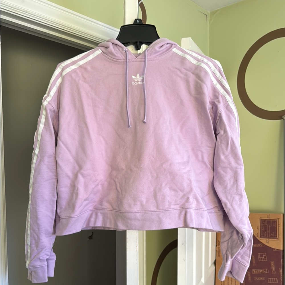 Adidas Pastel Purple Hoodie with White Stripes